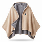 Wearable Heated Blanket with Supportive Poncho and Zipper Closure - Khaki