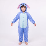Stitch Onesie Pajama with Comfortable Fitted Hood and Floppy Ears - Pink