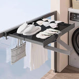 Wall Mounted Clothes Rack Extendable With Shelf And Hooks Smart Space-Saving Design For Efficient Laundry Drying - Image 2