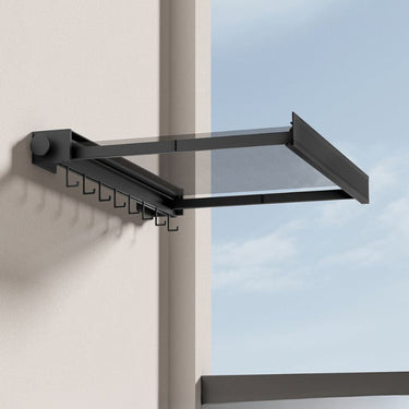Wall Mounted Clothes Rack Extendable With Shelf And Hooks Smart Space-Saving Design For Efficient Laundry Drying - Image 5