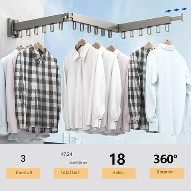 Wall Mounted Clothes Rack With Retractable 3-Tier Bar And Space-Saving Design For Drying Clothes Efficiently - Image 10