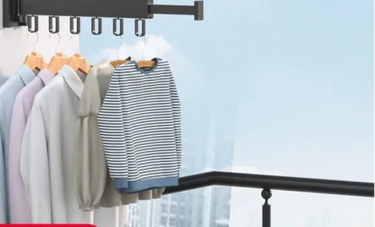 Wall Mounted Clothes Rack With Retractable 3-Tier Bar And Space-Saving Design For Drying Clothes Efficiently - Image 4