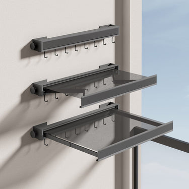 Wall Mounted Drying Rack Foldable Design With Mesh Surface And Hooks For Clothes And Shoes Storage - Image 4