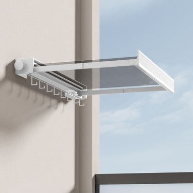 Wall Mounted Drying Rack Foldable Design With Mesh Surface And Hooks For Clothes And Shoes Storage - Image 7