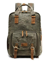 Waterproof Waxed Canvas Camera Backpack With Laptop Compartment And Tripod Strap - Image 3