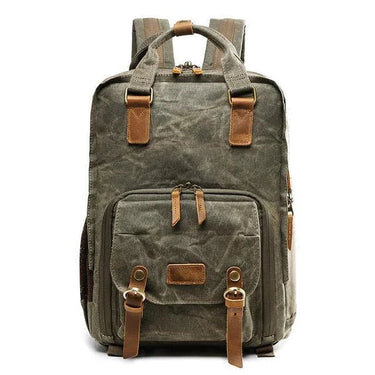Waterproof Waxed Canvas Camera Backpack With Laptop Compartment And Tripod Strap - Image 3