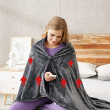 Wearable Heated Blanket Hooded Fleece Snap Closure Gray Marled - Image 2