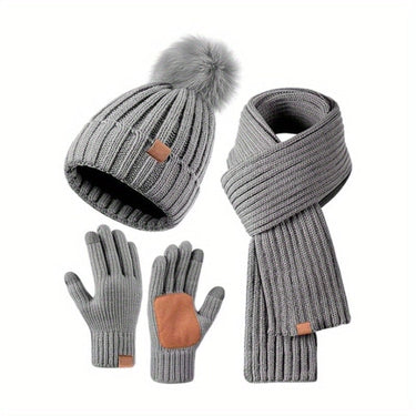 Winter Set with Comfortable Knit Fabric and Touchscreen Gloves - Image 5