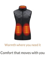 Women Heated Vest USB Rechargeable Electric Slim Fit Quilted High Stand Collar - Image 3