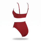 Women's Bikini Set Flattering High-Waist Solid Strappy - angle