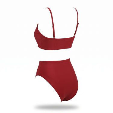 Women's Bikini Set Flattering High-Waist Solid Strappy - angle