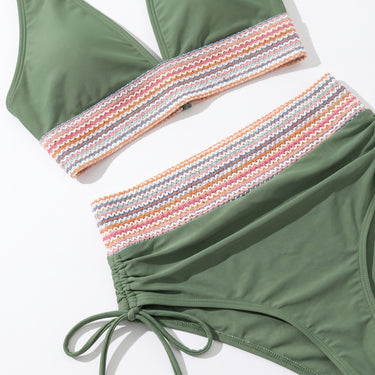 Women's Bikini Set Adjustable High-Waisted Two-Piece V-Neck - detail