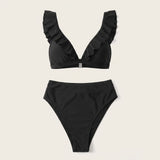 Women's Bikini Set Two Piece With Ruffled Top And High-Waisted - hero