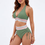 Women's Bikini Set Adjustable High-Waisted Two-Piece V-Neck - studio