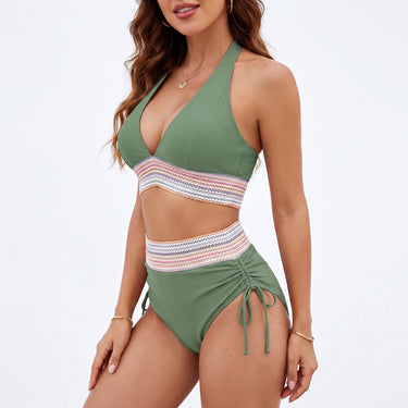 Women's Bikini Set Adjustable High-Waisted Two-Piece V-Neck - studio