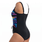 Women's One Piece Swimsuit V-Neck With Ruched Side And Tie - angle