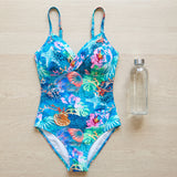 Women's One Piece Swimsuit Flattering V-Neck Ruched - scale