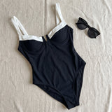 Women's One Piece Swimsuit Supportive Monokini V-Neck - scale