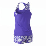 Women's Tankini Set Two Piece With Floral Print Swim Shorts - angle