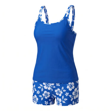 Women's Tankini Set Two Piece With Floral Print Swim Shorts - studio