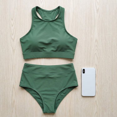 Two Piece Swimsuit Supportive Bikini Set High-Neck - scale