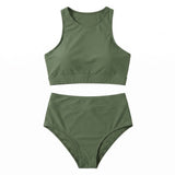 Two Piece Swimsuit Supportive Bikini Set High-Neck - studio