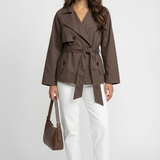 Women's Belted Double-Breasted Brown Trench Coat