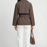 Women's Belted Double-Breasted Brown Trench Coat