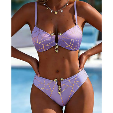 Women's Bikini Set Adjustable Two Piece Geometric-Print - Image 11