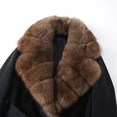 Women's Black Plush Faux Fur Belted Statement Coat