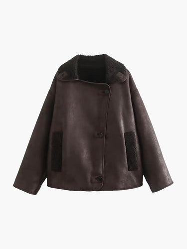 Women's Brown Faux Leather Biker Jacket