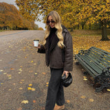 Women's Brown Faux Leather Biker Jacket