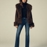 Women's Elegant Brown Faux Fur Winter Jacket
