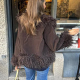 Women's Elegant Brown Faux Fur Winter Jacket