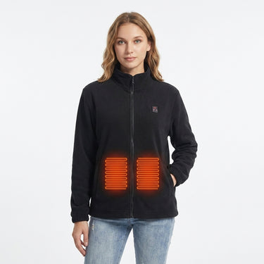 Women's Heated Fleece Jacket USB Zip Front Stand Collar Electric Warm Coat With Internal Heating Panels - Image 1