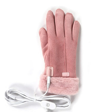 Women's Heated Gloves USB Faux Fur Cuffs Fleece Lining Electric Finger Warmers - Image 1