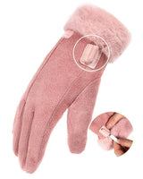 Women's Heated Gloves USB Faux Fur Cuffs Fleece Lining Electric Finger Warmers - Image 3