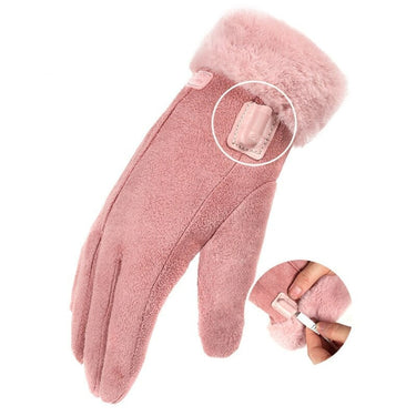 Women's Heated Gloves USB Faux Fur Cuffs Fleece Lining Electric Finger Warmers - Image 3
