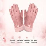 Women's Heated Gloves USB Faux Fur Cuffs Fleece Lining Electric Finger Warmers - Image 8