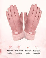 Women's Heated Gloves USB Faux Fur Cuffs Fleece Lining Electric Finger Warmers - Image 8