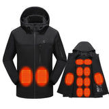 Women's Heated Jacket Electric Softshell Full Zip Hooded Outerwear With Adjustable Drawcord And Front Waist Heating Zones - Image 1