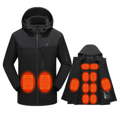 Women's Heated Jacket Electric Softshell Full Zip Hooded Outerwear With Adjustable Drawcord And Front Waist Heating Zones - Image 1