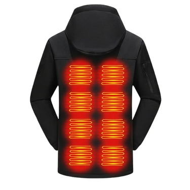 Women's Heated Jacket Electric Softshell Full Zip Hooded Outerwear With Adjustable Drawcord And Front Waist Heating Zones - Image 4