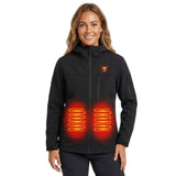 Women's Heated Jacket Electric Softshell Full Zip Hooded Outerwear With Adjustable Drawcord And Front Waist Heating Zones - Image 2