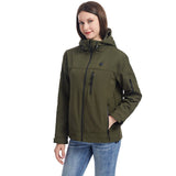 Women's Heated Jacket Electric Softshell Full Zip Hooded Outerwear With Adjustable Drawcord And Front Waist Heating Zones - Image 7