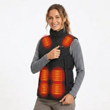 Women's Heated Vest With USB Rechargeable Battery Powered Puffer Stand Collar And Heat-Reflective Lining - Image 1
