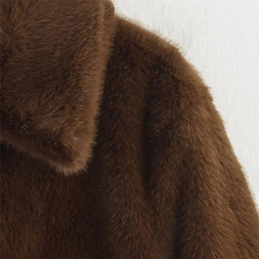 Women's Plush Brown Faux Fur Statement Jacket