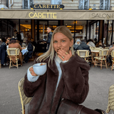 Women's Plush Brown Faux Fur Statement Jacket
