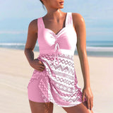 Women's Tankini Swimsuit Two-Piece With Swim Shorts And Patterned Overlay - Image 4