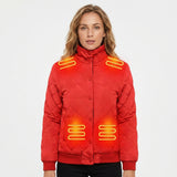 Women's Winter Puffer Jacket Heated With 8 Integrated Zones Stand Collar Snap Button Placket - Image 1
